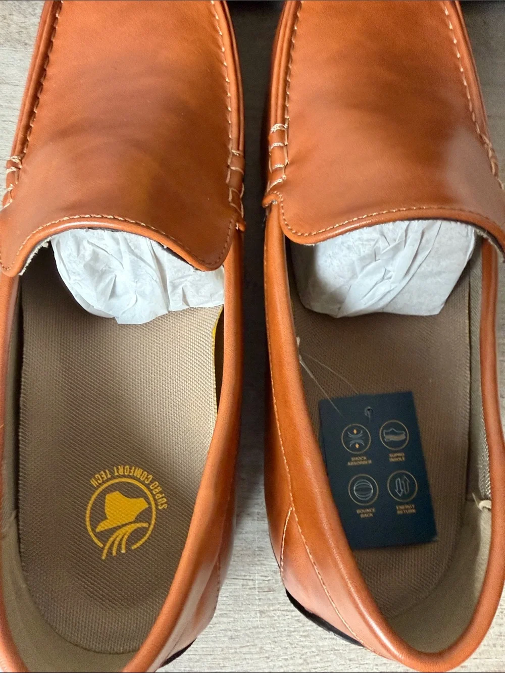 Men’s Tan Leather Slip-On Driving Loafers